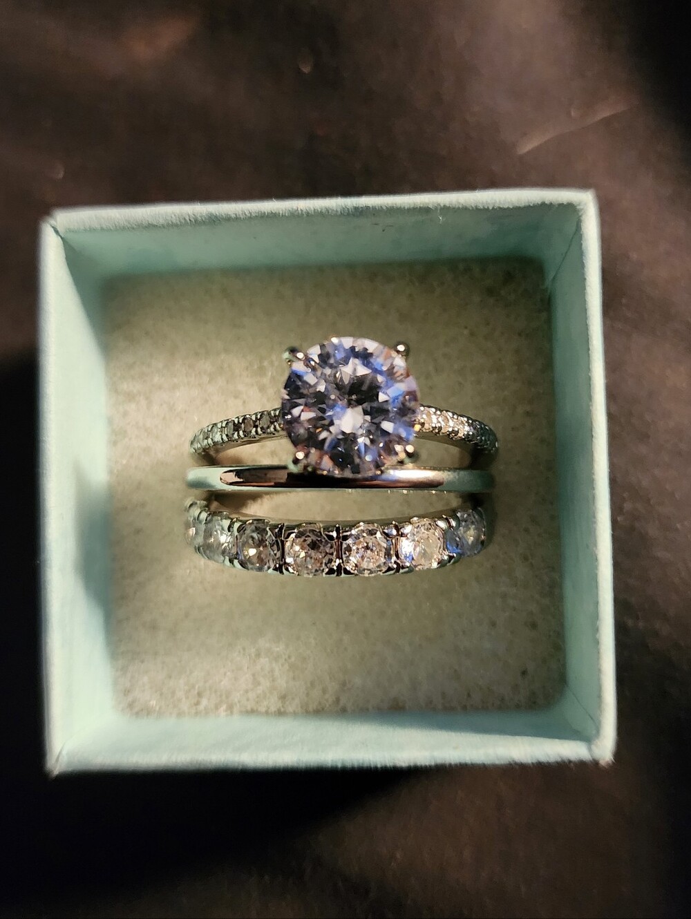 Beatiful 3-Piece Cubic Zirconia Bridal Ring Set Size 10!